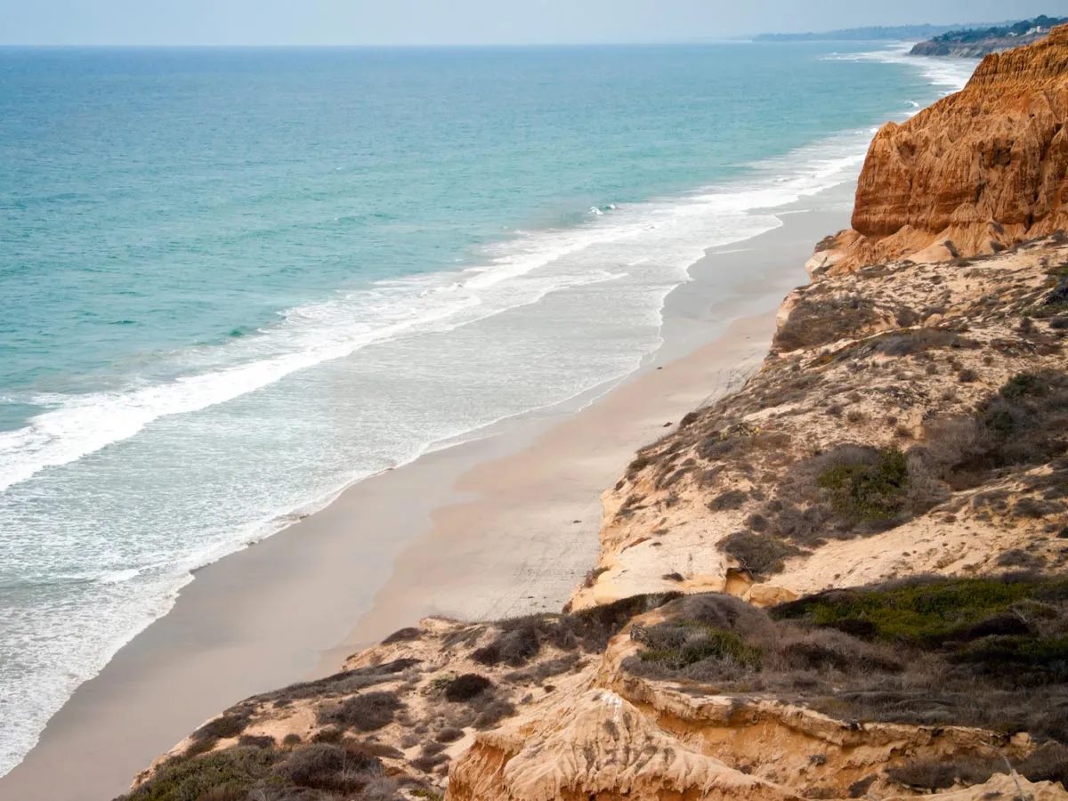 Sandstone cliffs and beach along the Del Mar coast